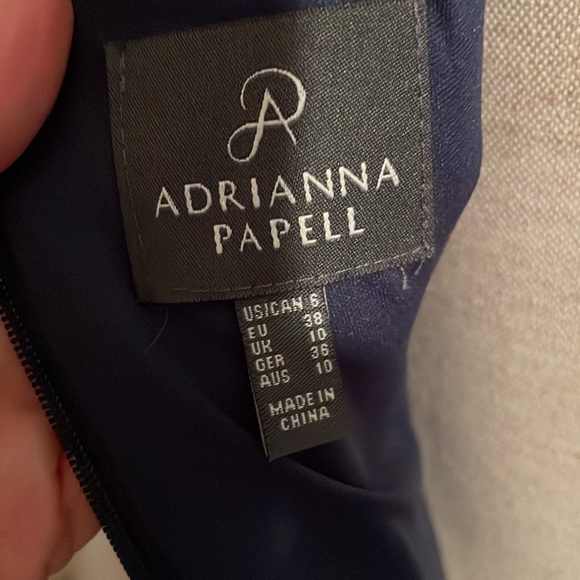 Adrianna Papell Navy and Silver Cocktail Driss - Picture 6 of 16